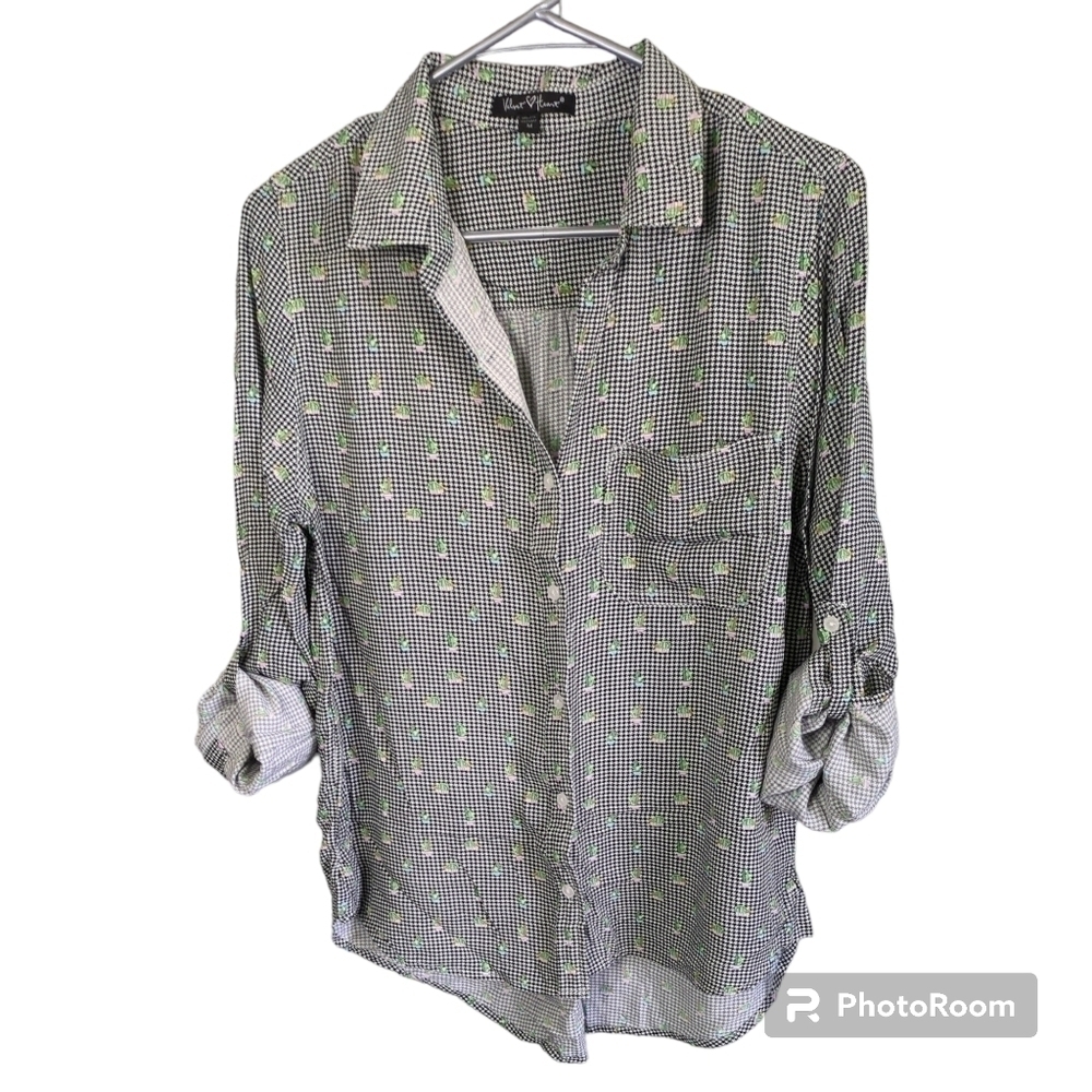 Velvet Heart Women's Elisa Cactus Check Novelty Print Shirt Size M‎